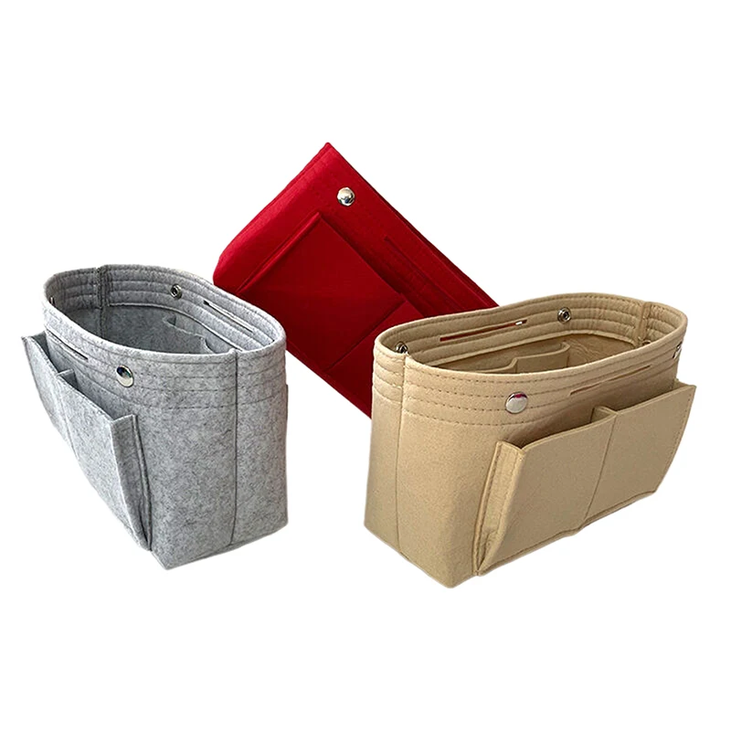 Large-capacity Felt Travel Cosmetic Bag Storage Finishing Felt Bag Dividing Inner Bag Storage Bag Snap Closure Clutch