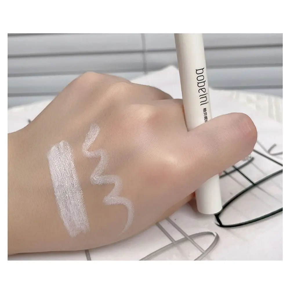 قلم ظلال عيون هايلايت، عصا ظلال عيون تدوم طويلاً، أبيض لامع، هايلايتر حريري متعدد الاستخدامات، أبيض غير لامع