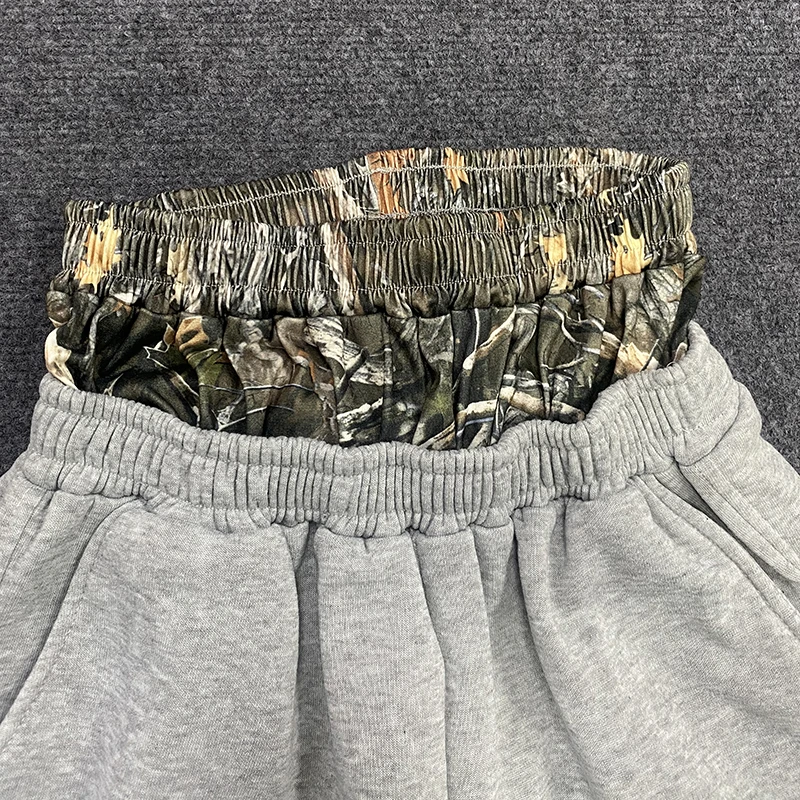 Spring Embroidered Pattern Shorts with Double Waist Design Casual Loose Fit Camouflage High Street Style Fake Two-Piece Set