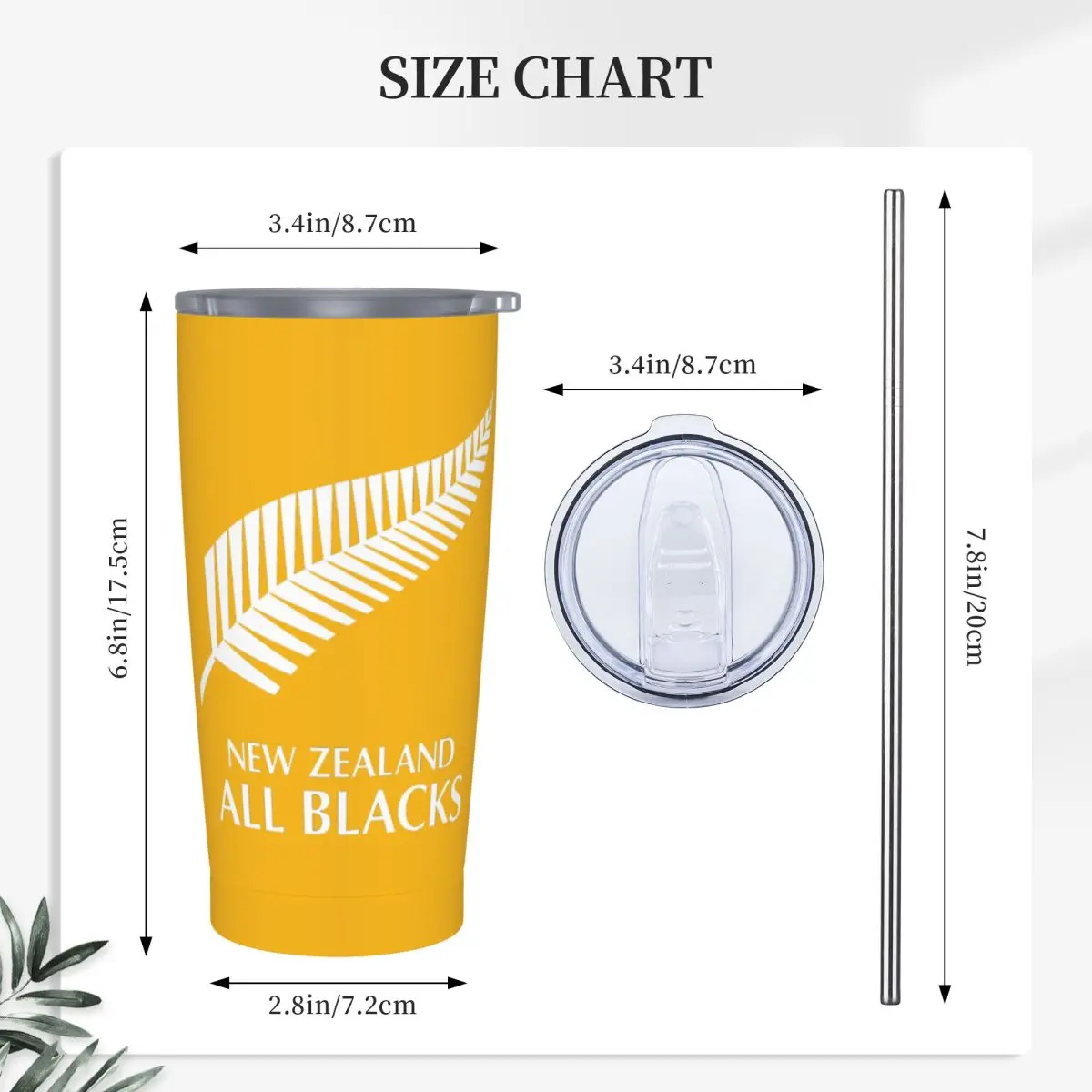 All Blacks Rugby Hat Autumn Winter Stainless Steel Tumbler Vacuum Insulated Mugs Thermal Cold Cups Straw With Lid 20oz