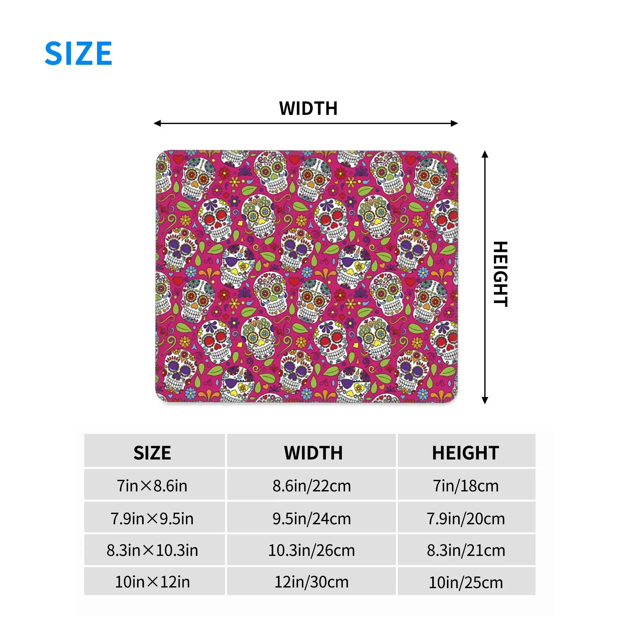 Sugar Skull Mexican Flower Halloween Day Of The Dead Mouse Pad Computer Keyboard Mouse Mat Gamer PC Laptop Desk Mat Table Mats