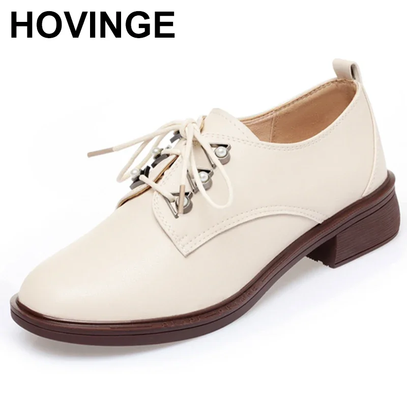 

Spring Vintage Women Brogues Beige Black Fretwork Block Heels Derbies Dress Office Lady British Eyelet Lace-up Square Toe Flats