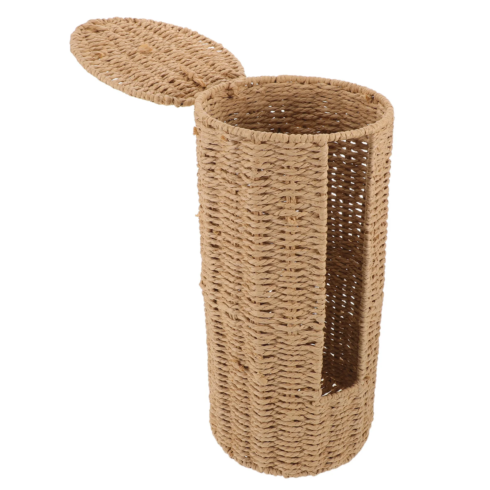 

Toilet Paper Basket Rattan Woven Covered Tissue Holder Modern Decorative Bathroom Organizer Freestanding Tissue Storage