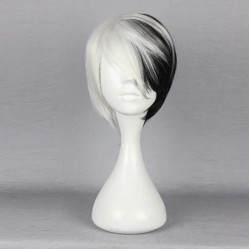 Peluca de anime, Danganronpa, cuerpo masculino de oso blanco y negro, peluca de cosplay, peluca de hombre, fresca y potente