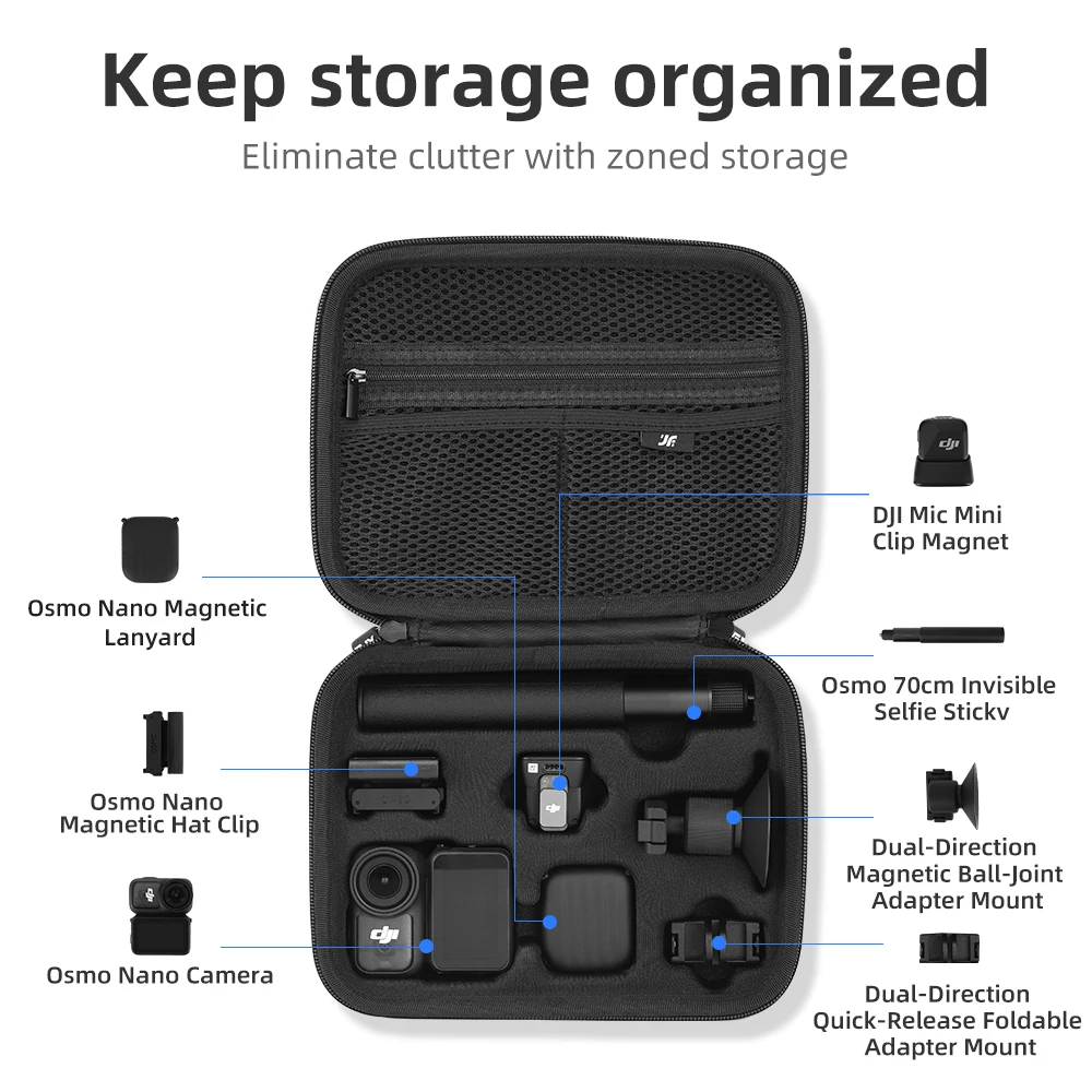 Xfji saco de armazenamento caso couro do plutônio resistente a quedas bolsa dura para dji nano vlog combo acessórios da câmera