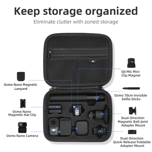 Imagen 2 del producto XFJI Estuche de transporte Compatible con DJI Osmo Nano Combo accesorios de cámara bolso de hombro de cuero PU organizador de bolsa de viaje