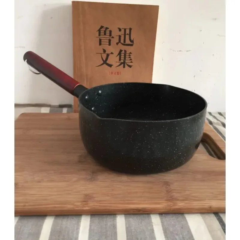 

18CM Marble Non stick Milk Pot Thickened Japanese Noodle Pot Snow Flat Pot Wheat Rice Stone Supplementary Food