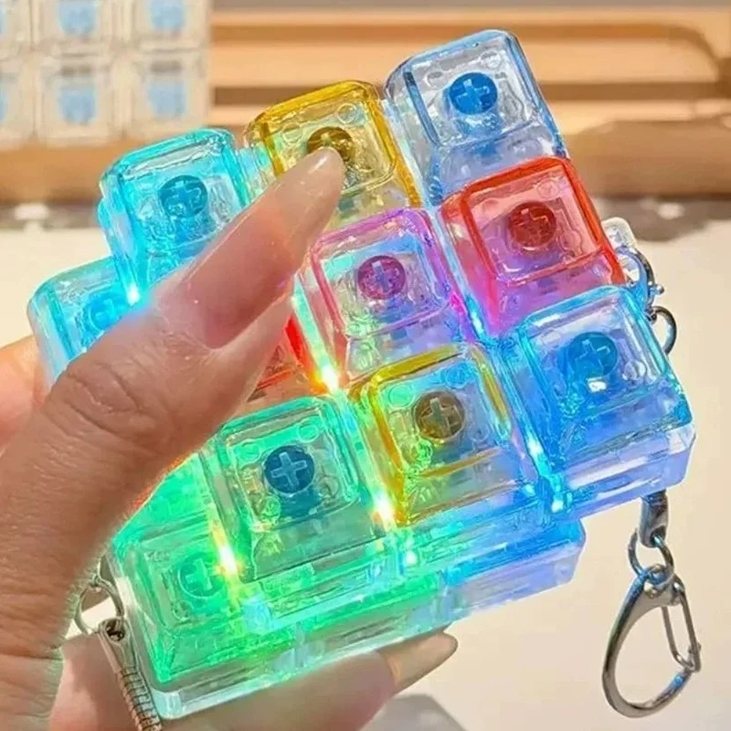 9 Keyboard LED Light Up Keyboard Key Stress Relief Clickable LED Button Toy for Anxiety Office Desk Accessory Party Gifts