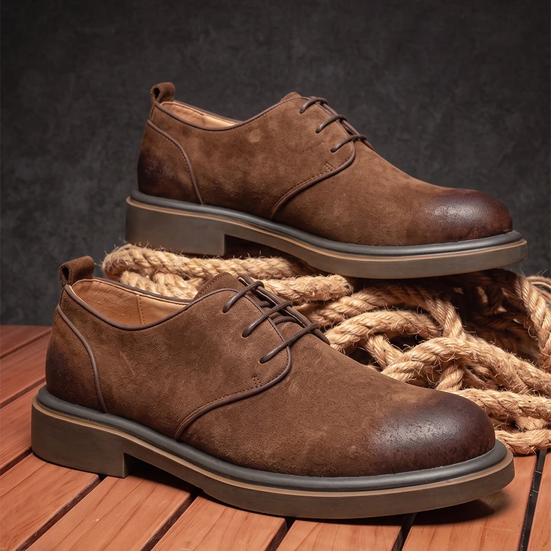 Luxury Men Derby Shoes High Quality Suede Leather Shoes for Men Business Casual Shoes Lace-Up Men Party Wedding Shoes Large Size