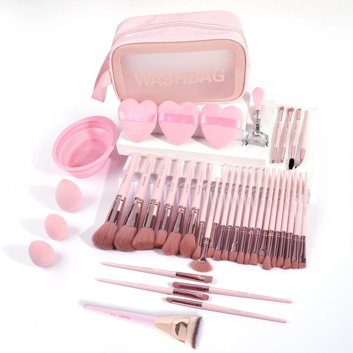 Maange 40 stücke Make-up-Tool-Set 31 stücke Foundation Pinsel weichen flauschigen Concealer Rouge Pinsel mit 6 stücke Puder Puff Make-up Reinigungs matte