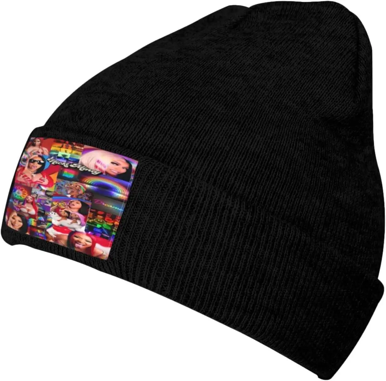 Nicki Rapper Singer Minaj Band Beanie Hats for Men Women Cuffed Knit Hat Slouchy Thick Soft Warm Ski Caps Black