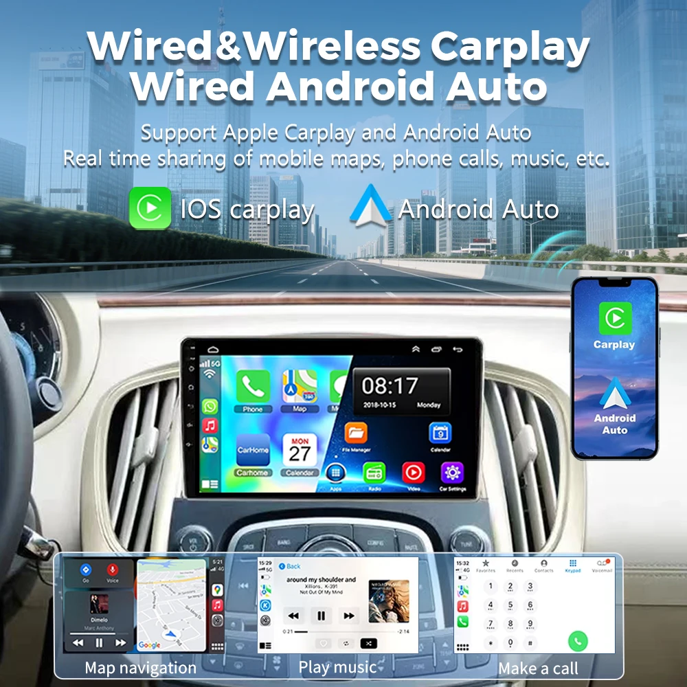 أندرويد 14 Carplay راديو السيارة التلقائي مشغل وسائط متعددة ل بويك لاكروس 2009 - 2013 E53 X5 M5 Autoradio نظام تحديد المواقع ستيريو 2din رئيس وحدة