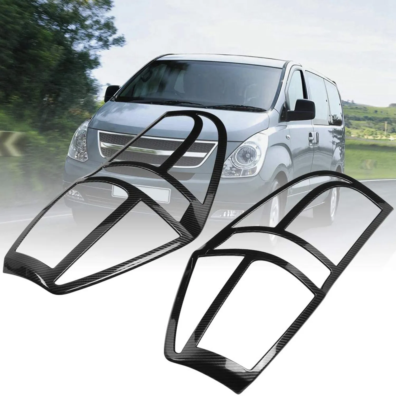 Customer Favorite Car Carbon Fiber ABS Taillight Rear Lamp Cover Trim Fits For GRAND STAREX H1 2019