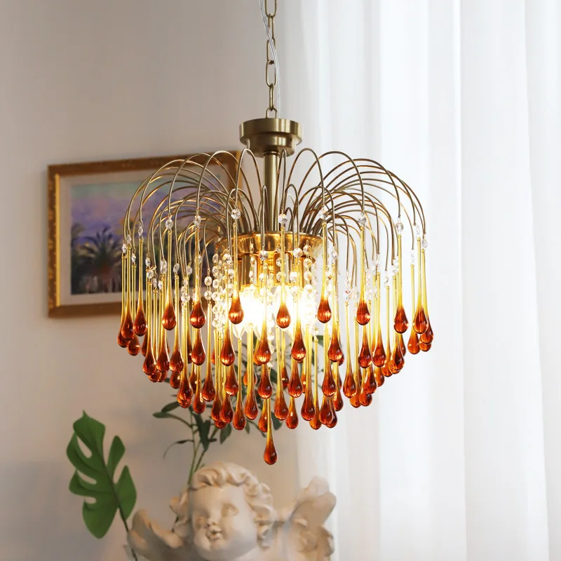 French romantic luxury crystal drop chandelier for home decoration