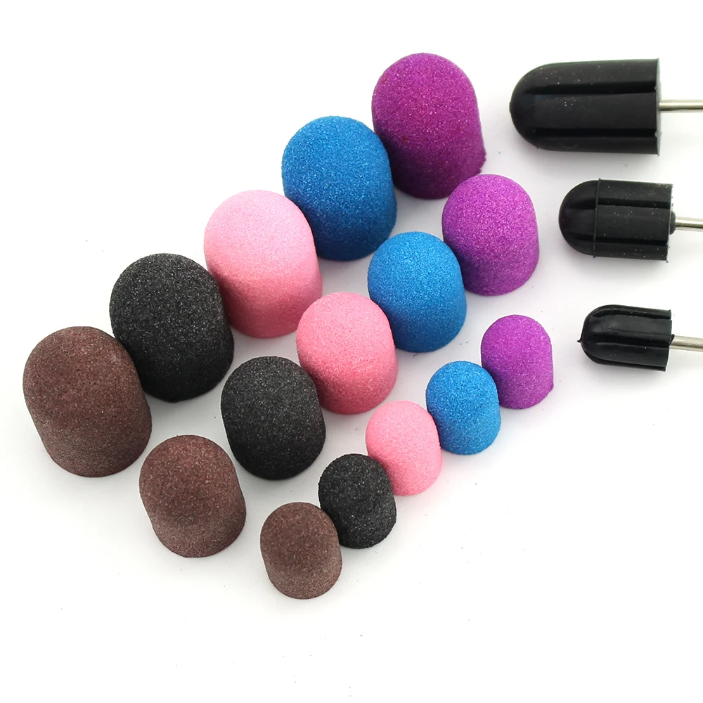 50 Stück Nagelschleifkappen mit Gummi-Pediküreblock – elektrische Bohrer für Fußnägel und Polieren. – Detail 8