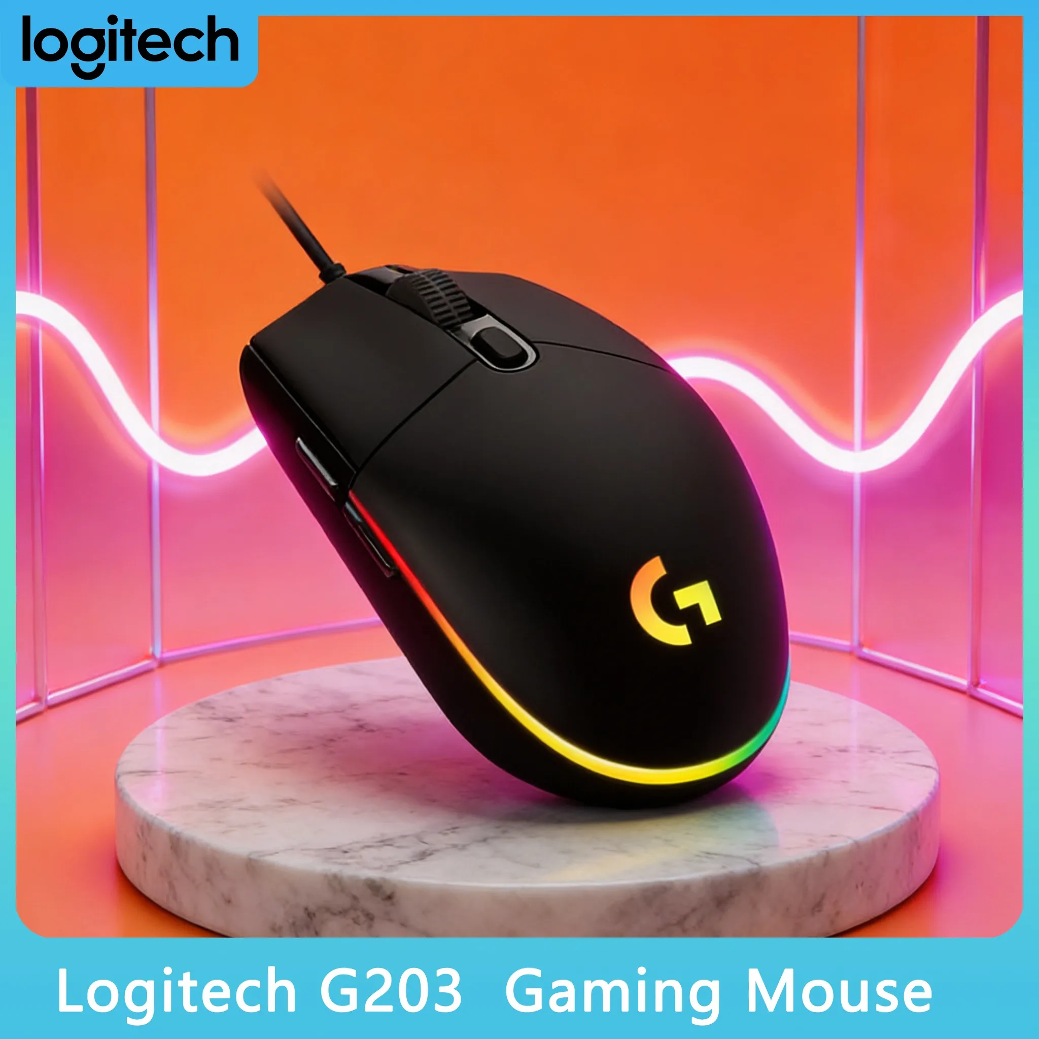 

Logitech G203 Pro Gaming Mouse Customizable RGB Backlit 6 Buttons