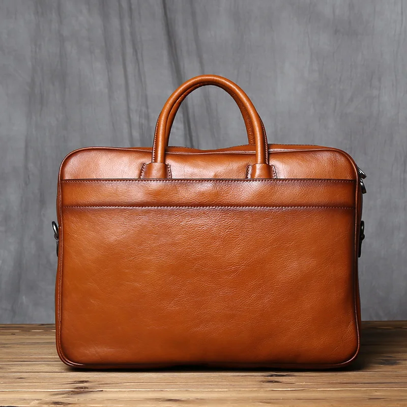 NZPJ Echtes Leder Herren Aktentasche Vintage Natürliche Rindsleder Handtasche Große Kapazität Umhängetasche Lässige Mode Computer Tasche – Detail 20