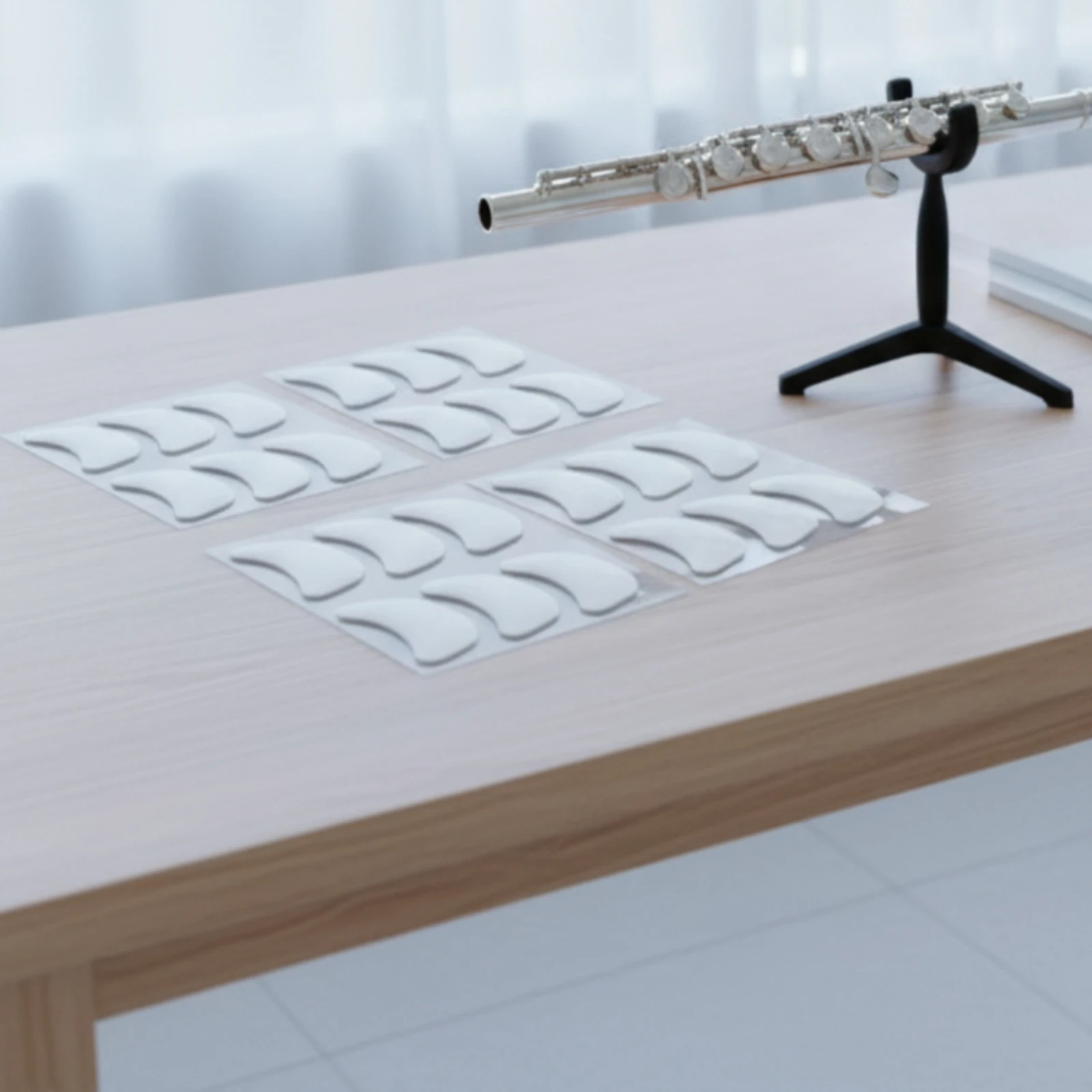 30 Pieces Crescent Flute Lip Pad Residue-without Flute Lip Pad with Backing Sheet Instrument Accessories Long-Lasting Soft