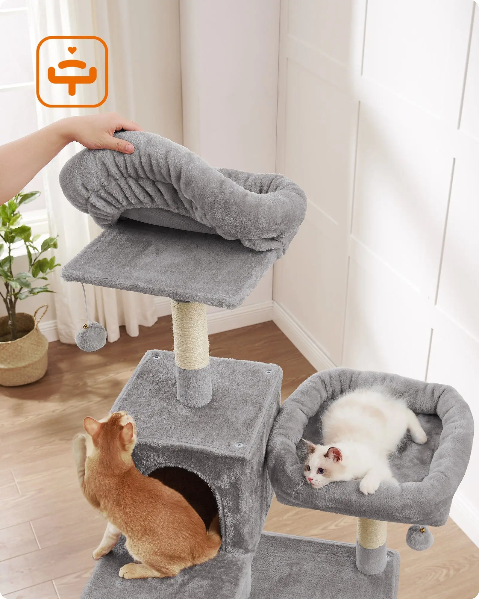 FEANDREA scratching post cat tree 199cm removable covers Big Cave