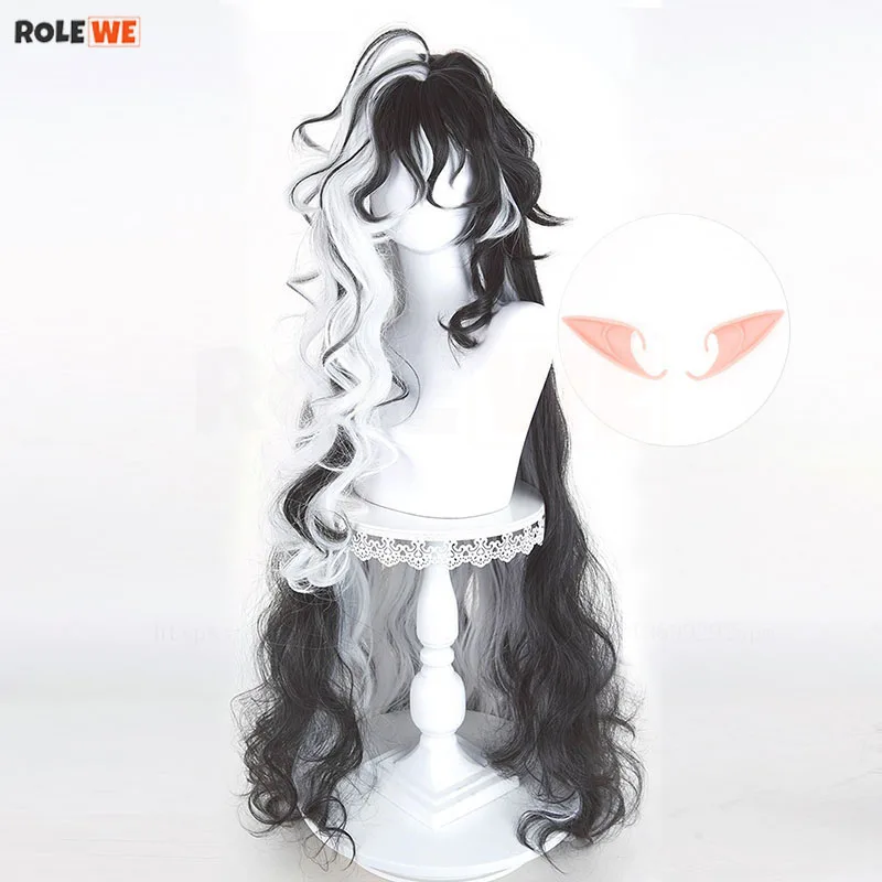 

Парик для косплея Game Arknights Second Brother Wang, черно-белый, смешанных цветов, термостойкий, для вечеринок, аниме-парик + шапочка для парика