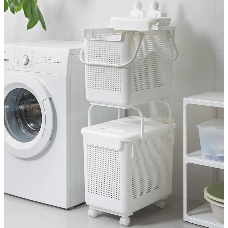 Household bathroom laundry with lid dirty Clothes storage rack basket