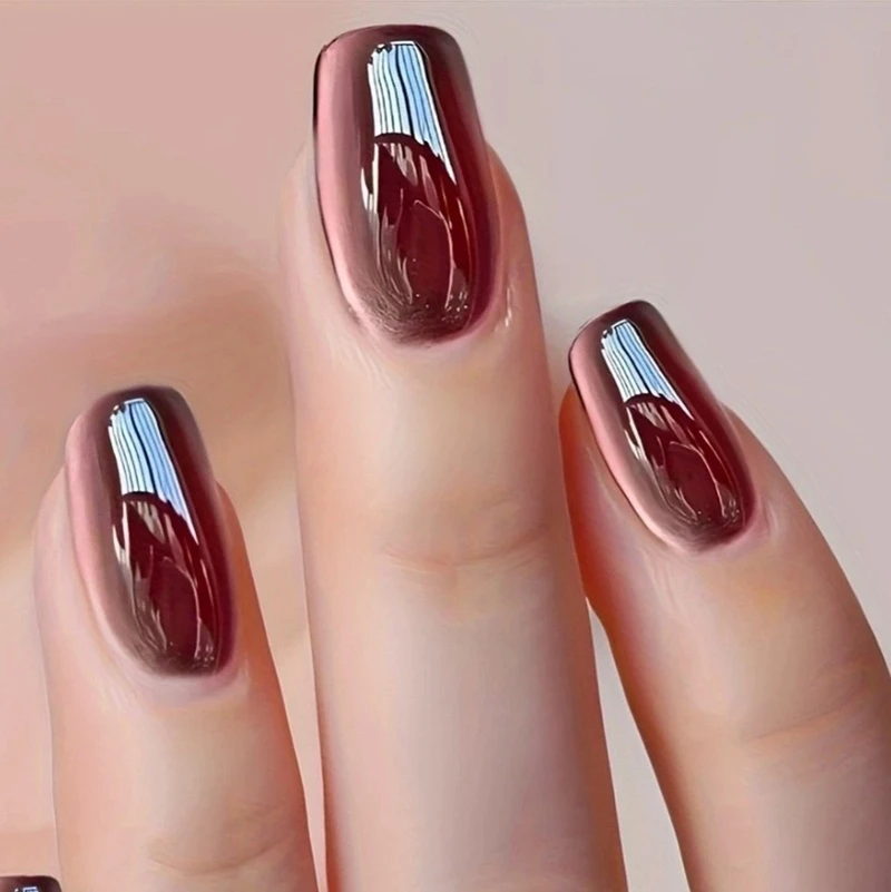 المتقدمة عين القط وهمية مسمار الصحافة على الأظافر بريق مسحوق الشتاء عيد الميلاد قبعة أظافر صناعية سحر وهمية مسمار الفن مانيكير