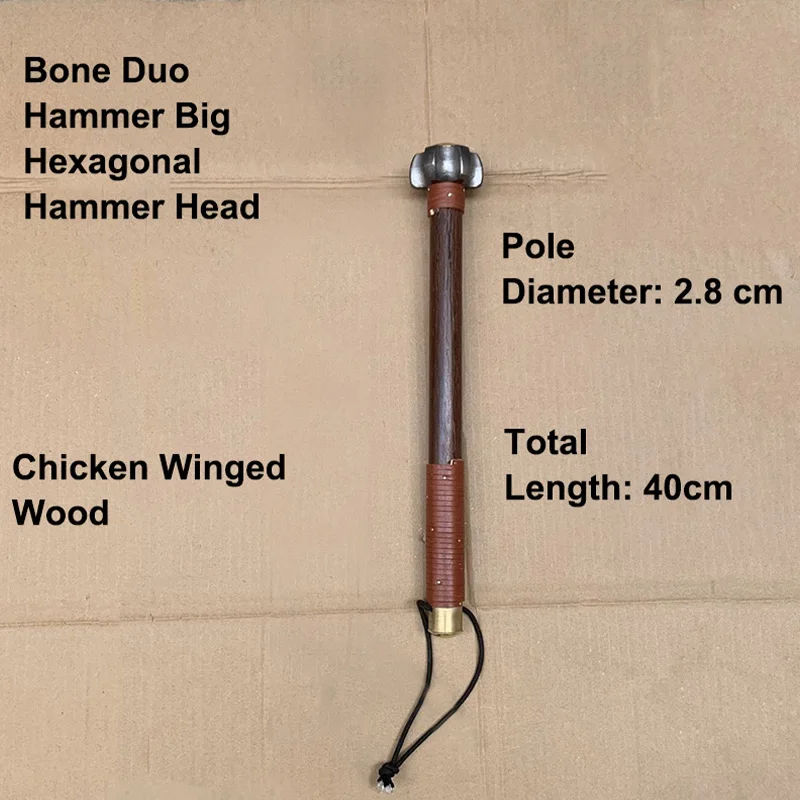 Self Defense Stick Ancient Tool Wooden Outdoor Sports Self rescue Protective Wood Stick Metal Hammer Head Window Breaking Tool