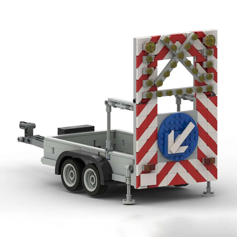 Urban Vehicle Moc Building Bricks Modular Traffic Safety Trailer Model Technology Blocks Christmas DIY Toy Construction Gifts