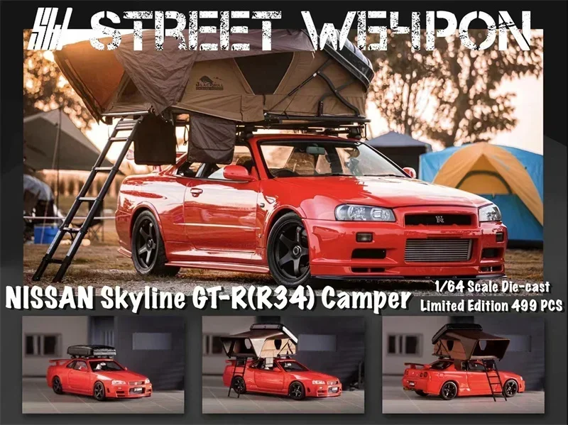 

SW 1:64 Skyline GT-R R34 Camper red limited499 Diecast Model Car