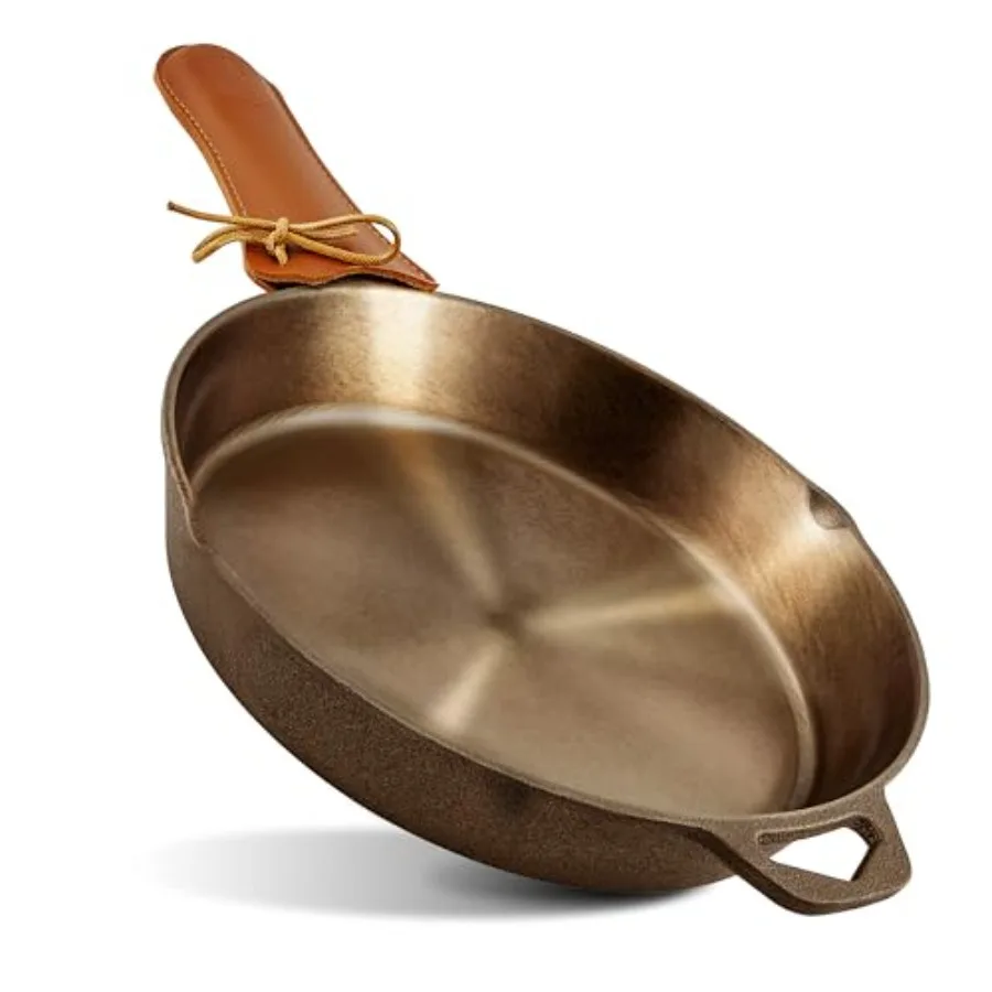 

10 Inch Cast Iron Skillet, Pre-Seasoned Smooth Polished Surface, Heavy-Duty, Naturally Non-Stick 100% Cast Iron Frying Pan- Sau