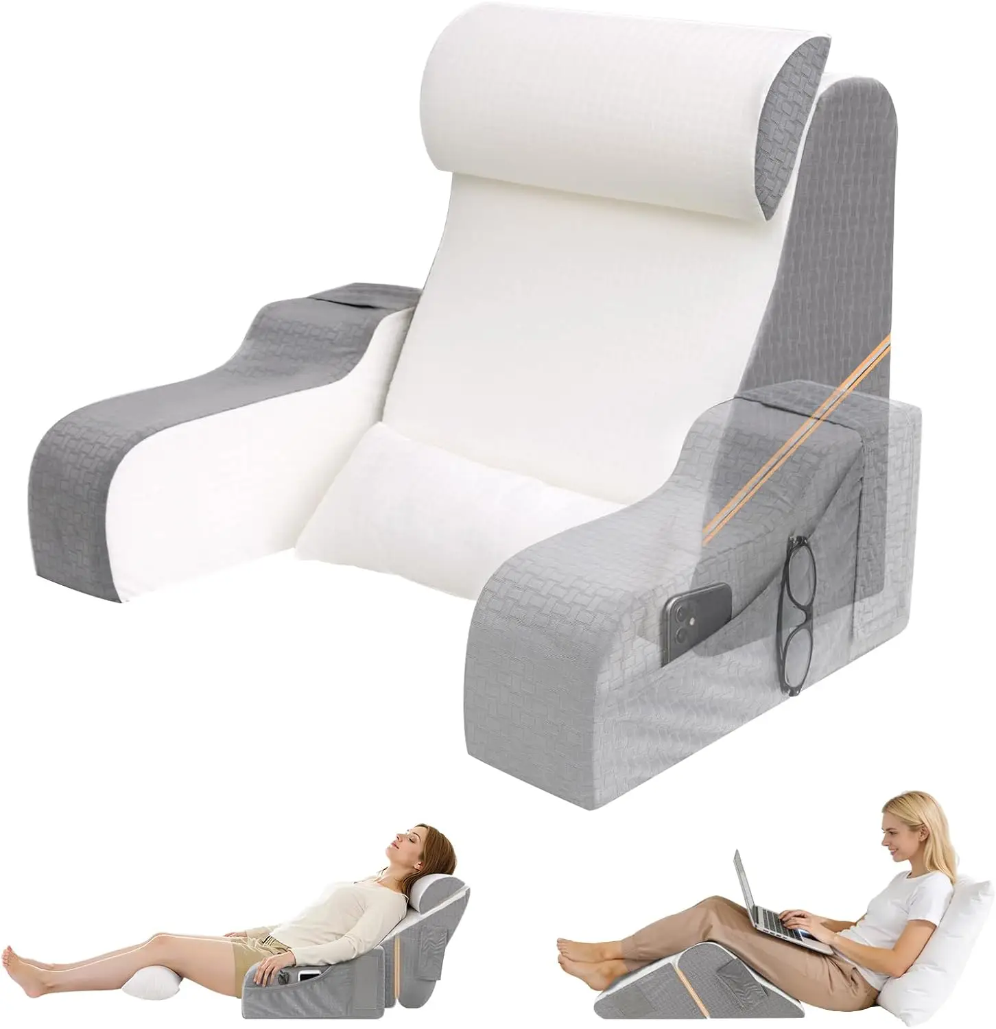 5PCS Foldable Back Wedge Pillow for Bed Sitting, Ergonomic Support for Sleep, TV, Gaming, Work - 19