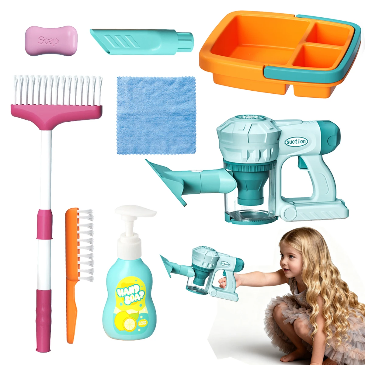Kids Simulation Electric Vacuum Cleaner Cleaning Set for Toddlers Role Play Housekeeping Educational Toys Girl Boy Gifts