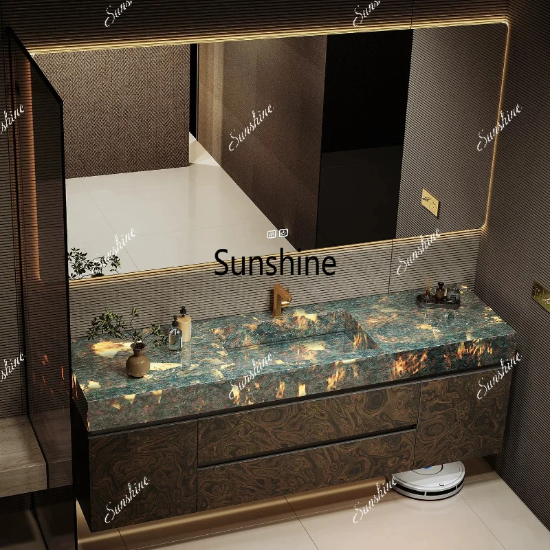 Hotel wind bathroom cabinet combination seamless integrated basin toilet washstand