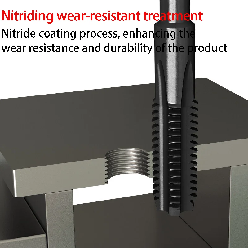 Electric drill tap machine with hexagonal handle, with straight slot at the tip for tapping M4, M5, M6, M8, M10, M12 threads. Co
