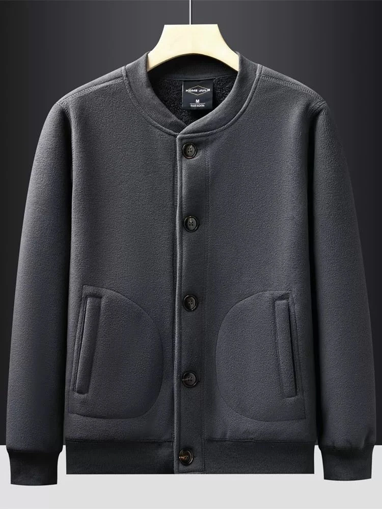 

​ Мужская массивная вязаная куртка с капюшоном, осень-зима, ретро-стиль, на молнии спереди, термоизолированная уличная одежда Essential ​