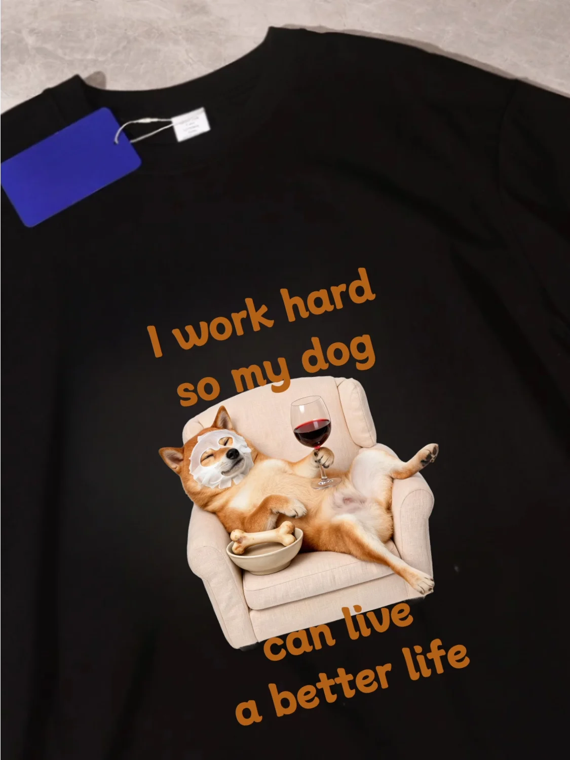 Pure Cotton Short Sleeve T-Shirt Cute Pet Dog Funny Creative Toilet Owner Top Unisex Breathable round Neck Zipper Closure