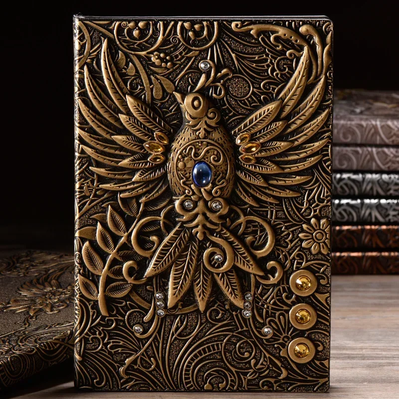 stereoscopic relief The Magic of European Vintage Witches Notebook A5 Bronze Bird Nostalgia Inner Page notebooks for students