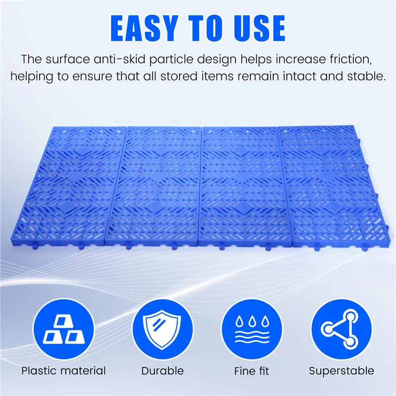 

Customer Favorite Plastic Pallet, Waterproof Grid Ventilated Pallet, Storage Grid Mat For Garage Kitchen Supermarket Storage Bas