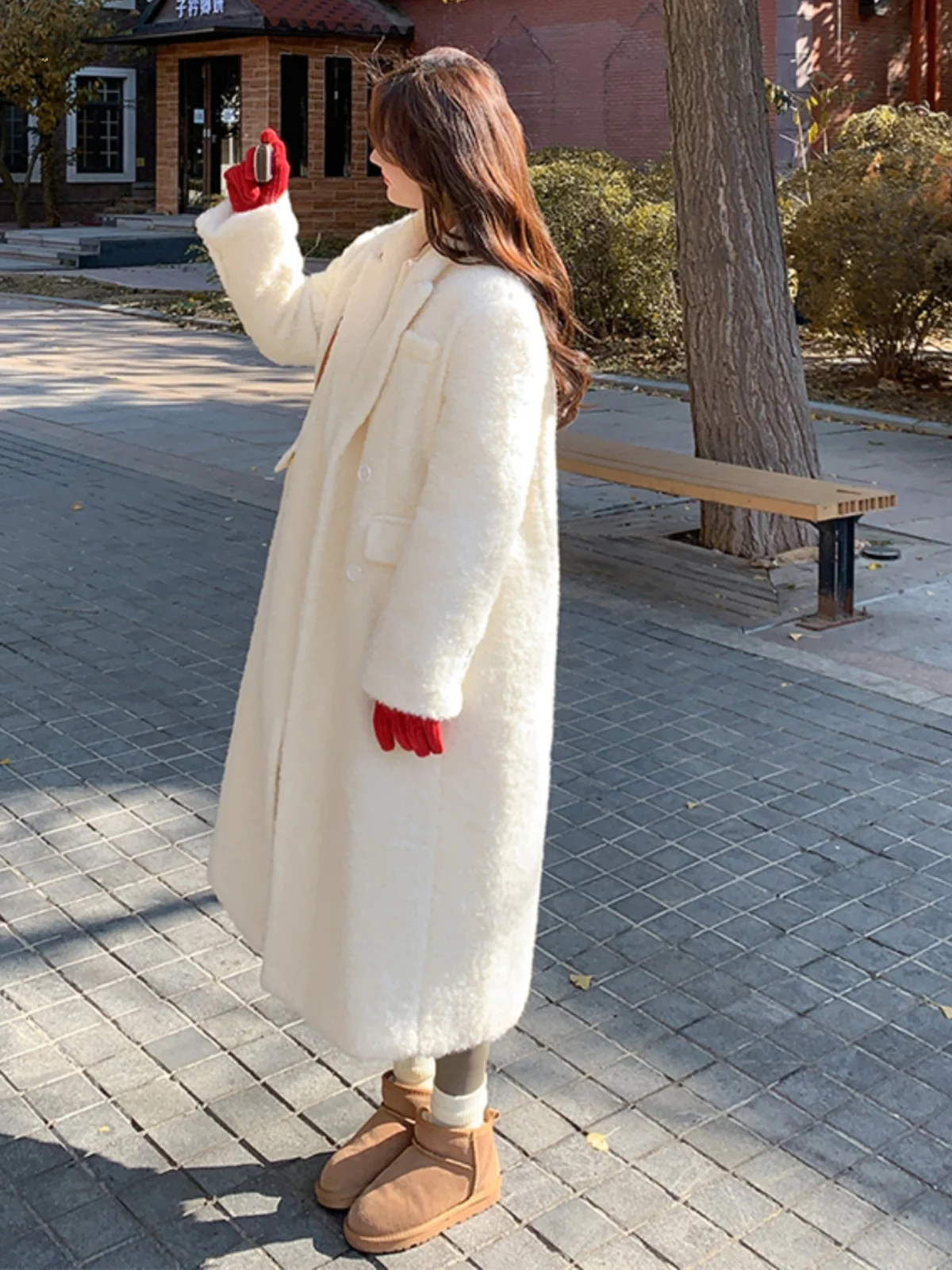 

Thiened Cotton Fluffy White Woolen Coat Women's Mid-Length Autumn Winter High-End Sensation Super Beautiful Tweed Coat