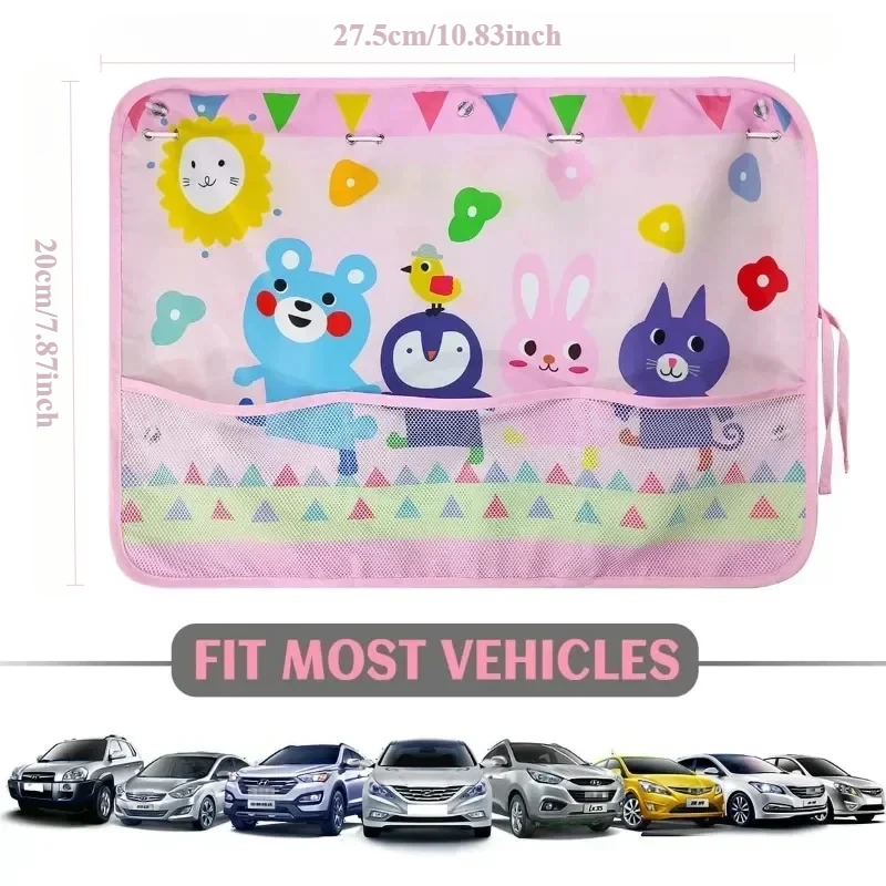 Dinosaur Car Window Shade for Baby Kids Pirate Car Curtain for Windows with Storage Net Pocket Sun Glare & UV Rays Protection