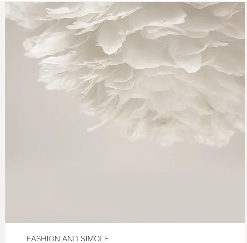 

designer foyer flower plume Decorative modern white feather pendant light LED living dinning hanging lamp