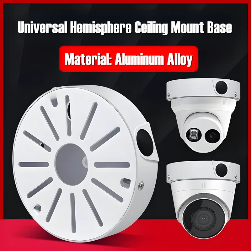 White CCTV Security Dome Camera Mounting Bracket Aluminum Alloy Storage Base Power Cable Storage Box Ceiling Mounting Round Base