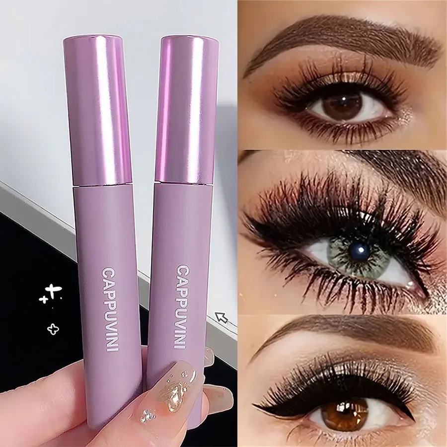 Black Brown Mascara Purple Tube Mascara Waterproof Smudge Proof Dense Curling Slender Long-lasting Eyelash Primer Contains Plant