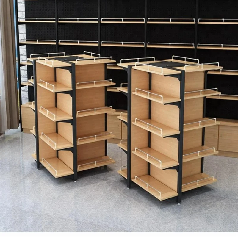 custom.MINISO Market Shelf Snack Wooden Display Shelves Supermarket Shelf