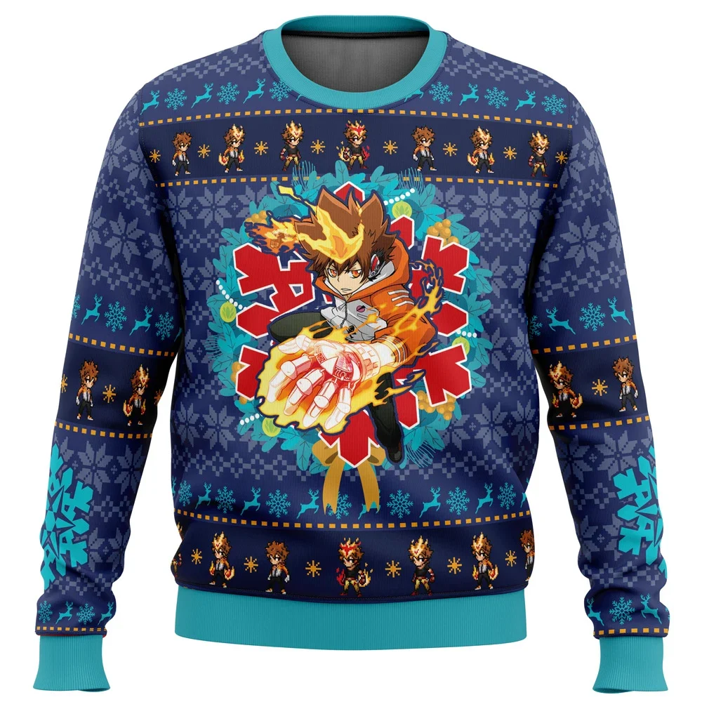 With This Hand, With These Flames Katekyo Hitman Reborn Ugly Christmas Sweater Gift Santa Claus Pullover Men 3D Sweatshirt And