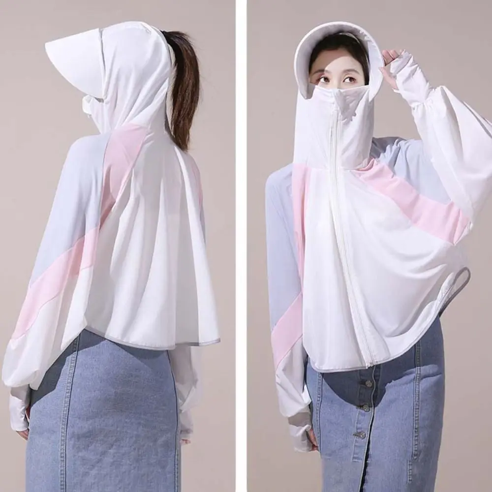

Sweatshirts Sunscreen Clothing Patchwork Anti UV Sunblock Clothing Long-sleeved Shawl Outdoor Sun Protection Coats Women