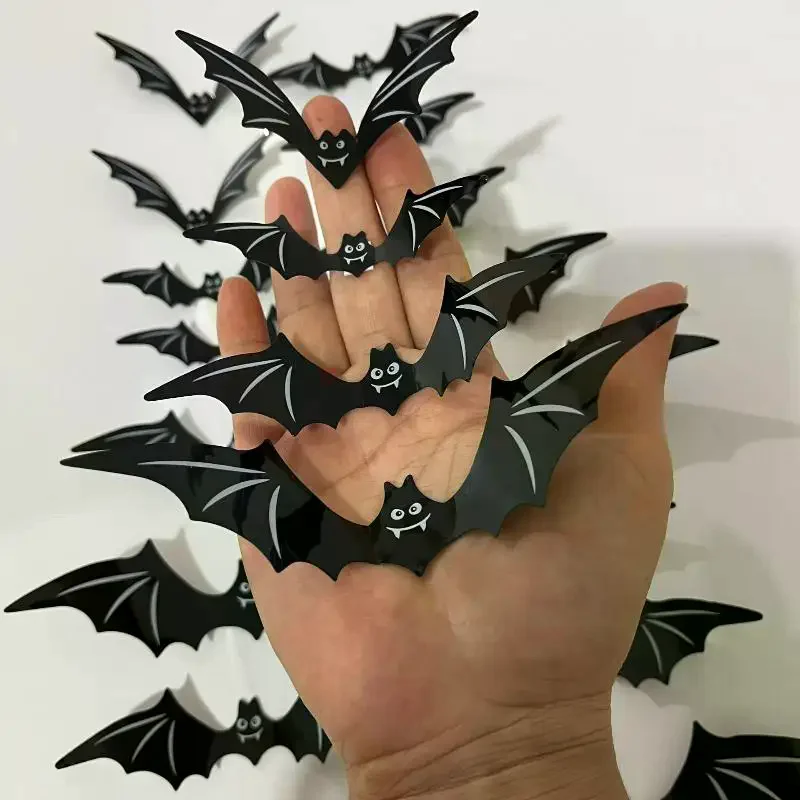 72 Pcs Halloween Decoration Bat LED Light Wall Stickers Decoration Furniture Windows Yard Logo Outdoor Lawn Ghost Party Decor