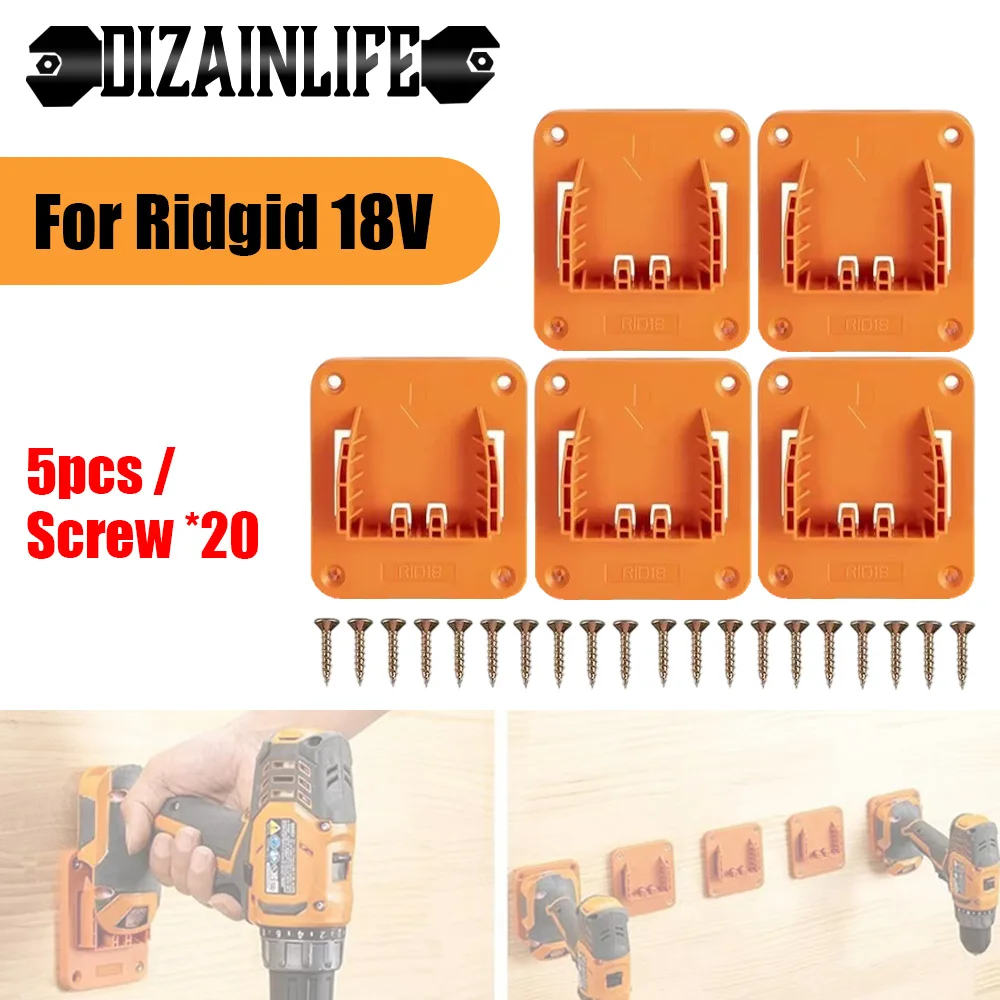 

5 Pack Drill Tools Holder Wall Mount Storage Bracket for Ridgid 18V Machine Holder Tool Storage Rack Tool Bracket Fixing Devices