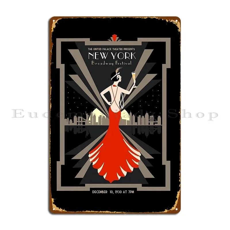 New York Vintage 1930 Broadway Festival Advertising Print Metal Plaque Poster Designing Poster Home Vintage Cave Tin Sign Poster