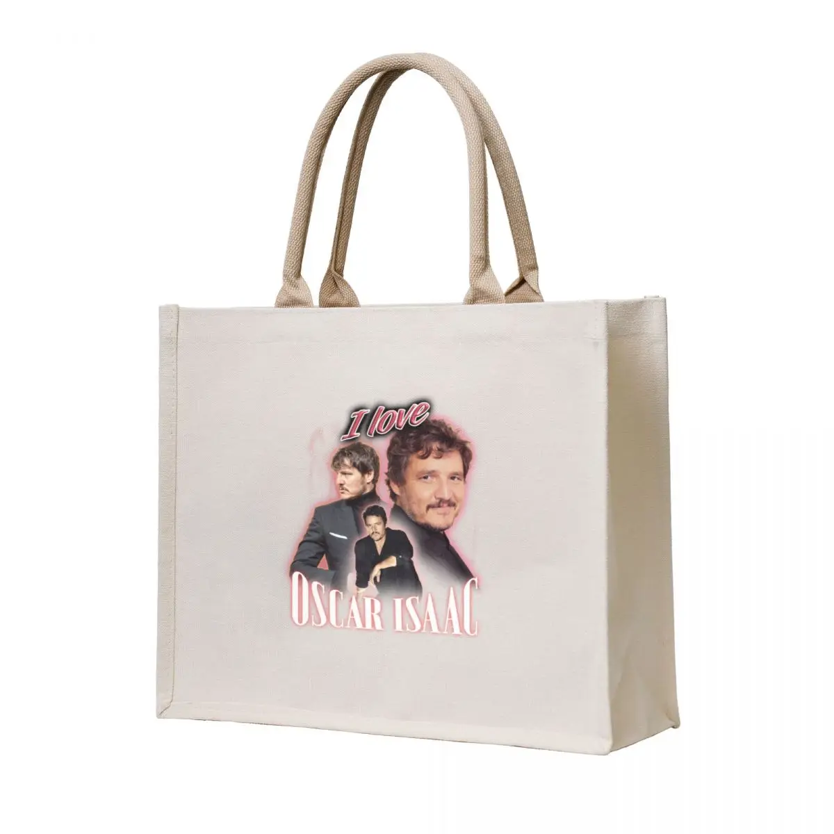 

I Love Oscar Isaac Pedro Pascal Cursed Fan Collage Tote Bag ecological bags custom tote bag Cloth bag Large bags for women